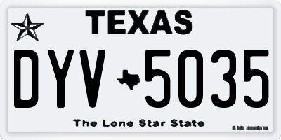 TX license plate DYV5035