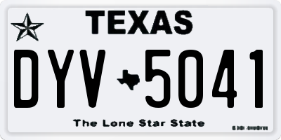 TX license plate DYV5041