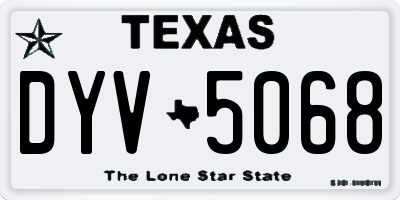 TX license plate DYV5068