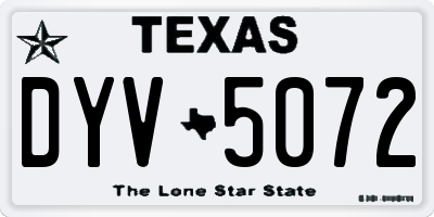 TX license plate DYV5072