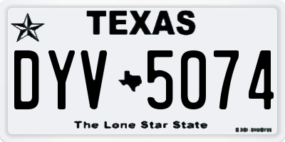 TX license plate DYV5074
