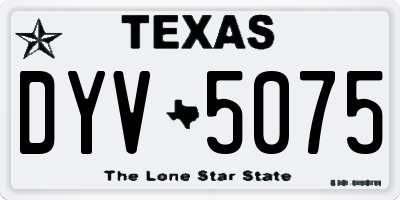 TX license plate DYV5075