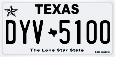 TX license plate DYV5100