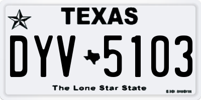 TX license plate DYV5103