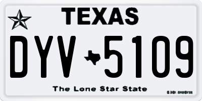 TX license plate DYV5109