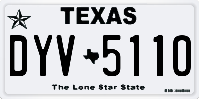 TX license plate DYV5110