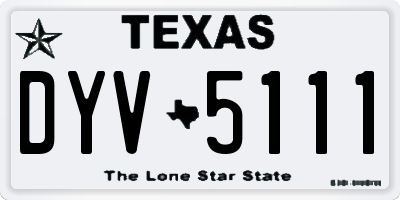 TX license plate DYV5111