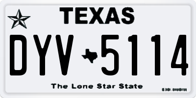 TX license plate DYV5114