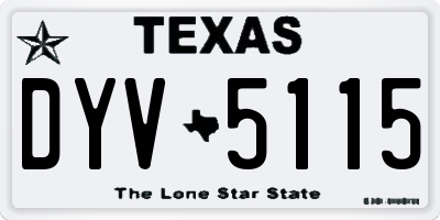 TX license plate DYV5115