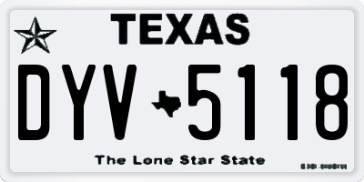 TX license plate DYV5118