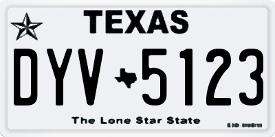 TX license plate DYV5123