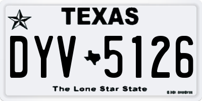 TX license plate DYV5126