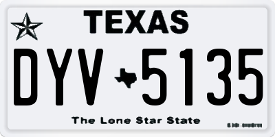 TX license plate DYV5135
