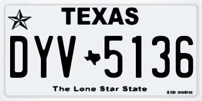 TX license plate DYV5136