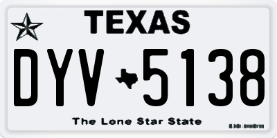TX license plate DYV5138