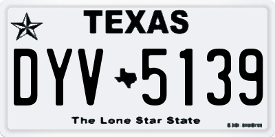 TX license plate DYV5139