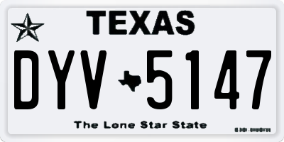 TX license plate DYV5147