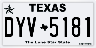 TX license plate DYV5181