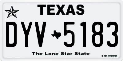 TX license plate DYV5183