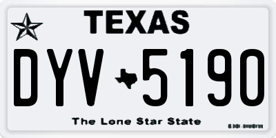 TX license plate DYV5190