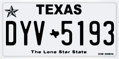 TX license plate DYV5193