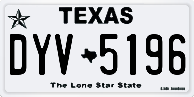 TX license plate DYV5196