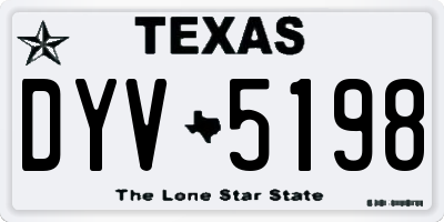 TX license plate DYV5198