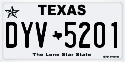 TX license plate DYV5201