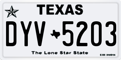 TX license plate DYV5203