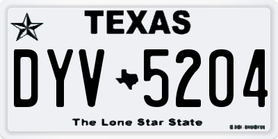 TX license plate DYV5204