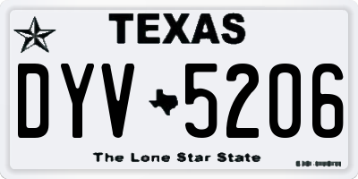 TX license plate DYV5206
