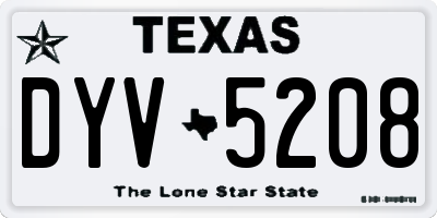 TX license plate DYV5208