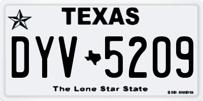 TX license plate DYV5209