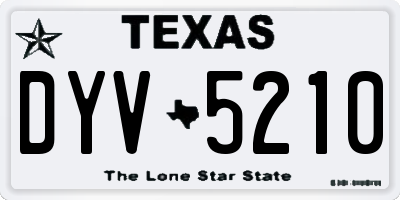 TX license plate DYV5210