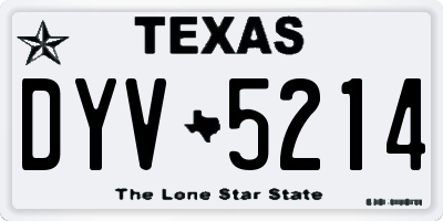 TX license plate DYV5214