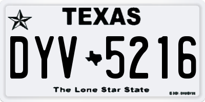 TX license plate DYV5216