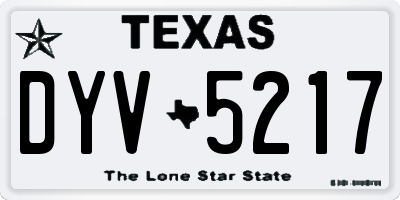TX license plate DYV5217