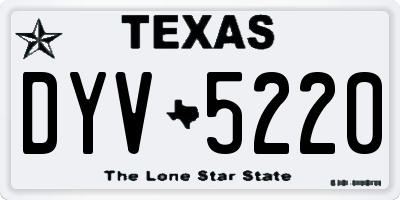 TX license plate DYV5220