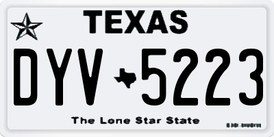 TX license plate DYV5223