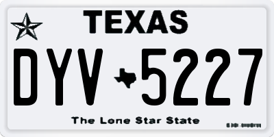 TX license plate DYV5227