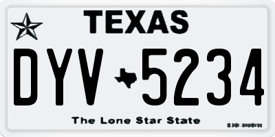 TX license plate DYV5234