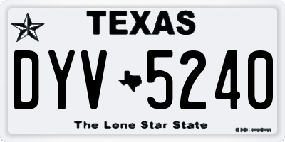 TX license plate DYV5240