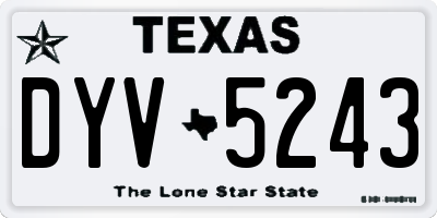 TX license plate DYV5243