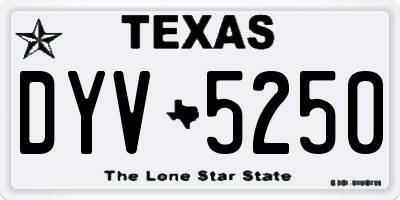 TX license plate DYV5250
