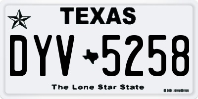 TX license plate DYV5258