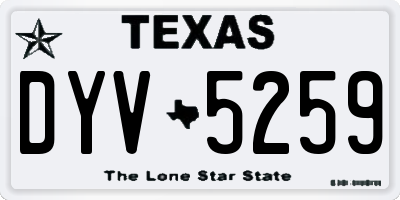 TX license plate DYV5259