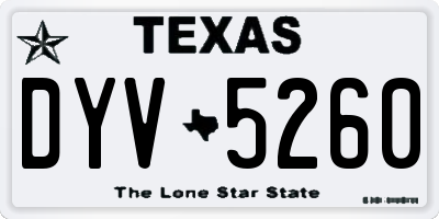 TX license plate DYV5260