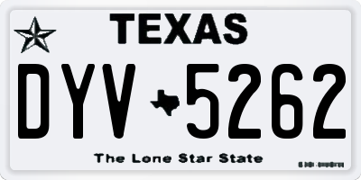 TX license plate DYV5262