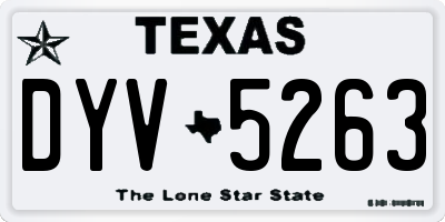 TX license plate DYV5263