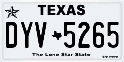 TX license plate DYV5265